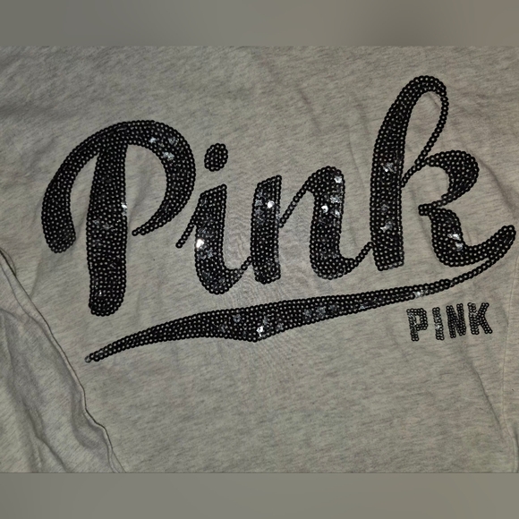 PINK Victoria's Secret Gray Hoodie Black Logo  (HD4) - Picture 3 of 9